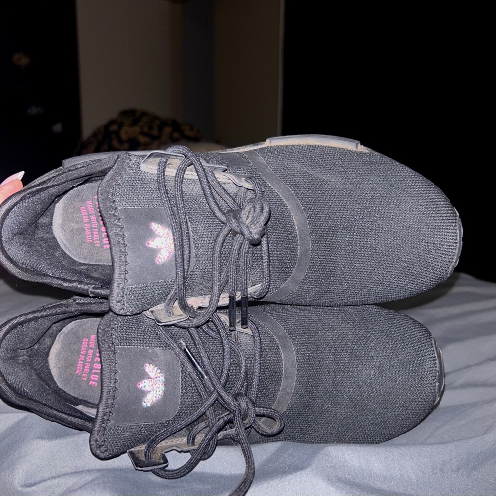 Adidas Wmns NMD black solar pink - blinged out custom